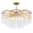 Axyaa Glass Rod Crystal Chandelier Gold Pendant Luxury Hanging Lamp