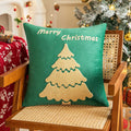 Axyaa Christmas Tree Velvet Embroidered Pillowcase in Red and Green