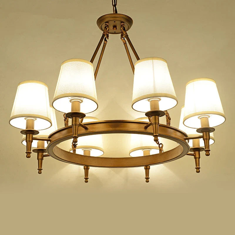 Axyaa Fabric Chandelier: Elegant Wrought Iron Ceiling Lamp for Living Room