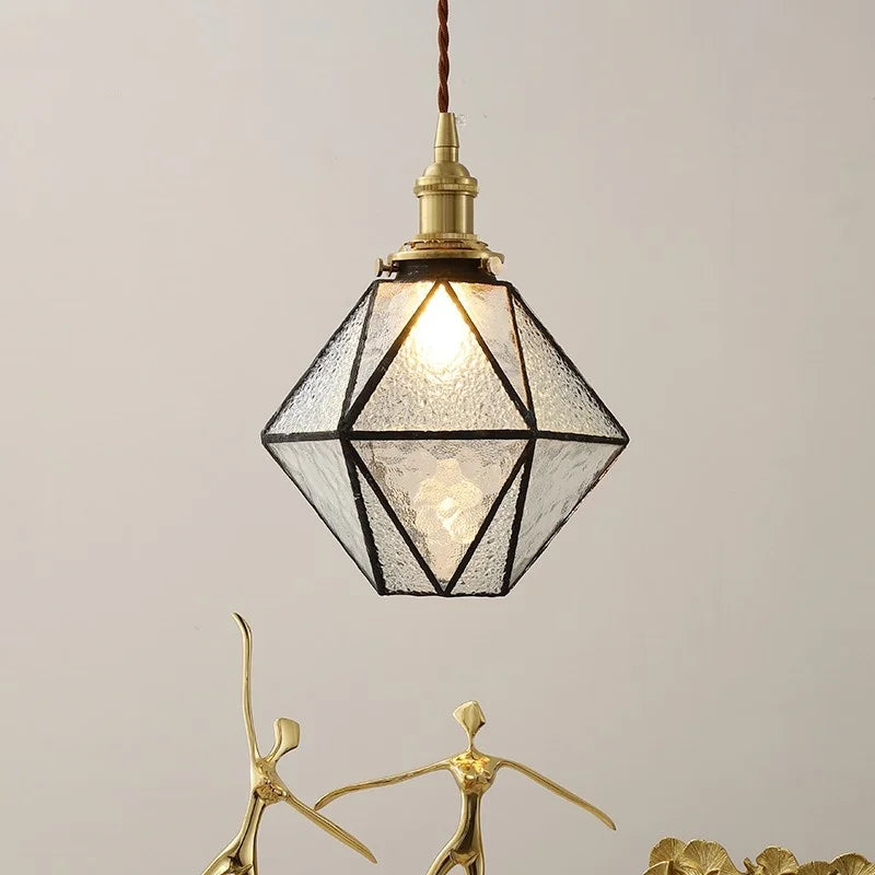 Axyaa Glass Copper LED Pendant Light for Home Decor - Nordic Style