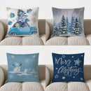 Blue Car & Tree Christmas Pillow Cover - Axyaa Brand