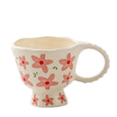 Axyaa Ceramic Breakfast Cup Goblet Mug Oat High Value Small Fresh Floral Cream