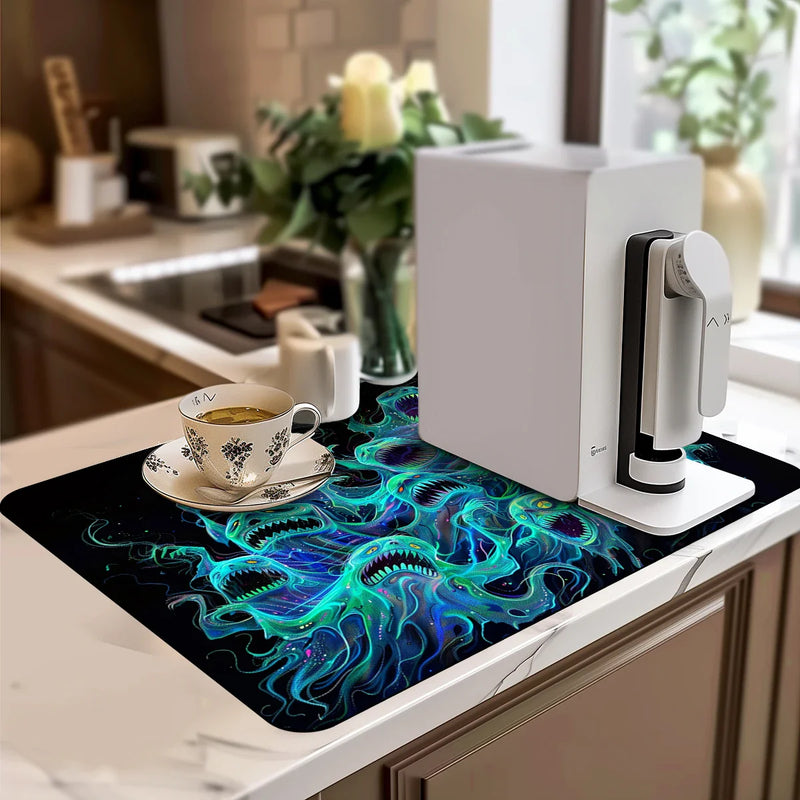 Axyaa Halloween Ghost Lines Drying MatValueChanged: Axyaa Abstract Ghost Lines Drying Mat