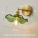 Axyaa Vintage Lotus Leaf Glass Wall Sconce with Adjustable Brass Socket