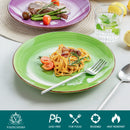 Axyaa Handpainted Rustic Multicolour 10.4" Dinner Plate Set - 6/12 Pieces