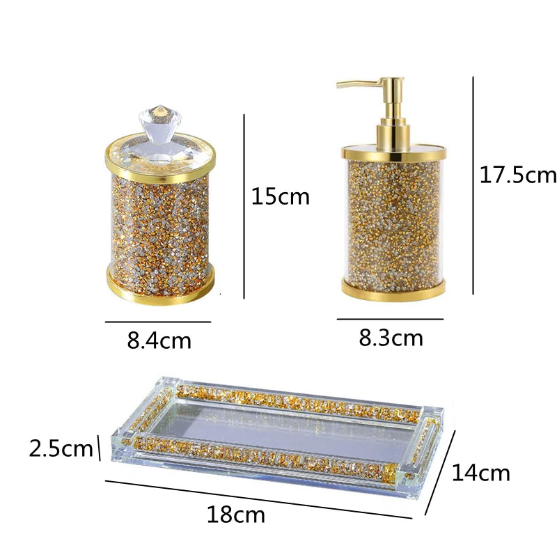 Axya Gold Glitter Bathroom Accessories Set