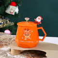 Axyaa Christmas Ceramic Mug Set with Lid and Spoon - Festive Xmas Gift Cup