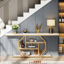 Axyaa Gold 4-Tier Console Table with Storage Shelf - Modern Sofa Entryway Accent