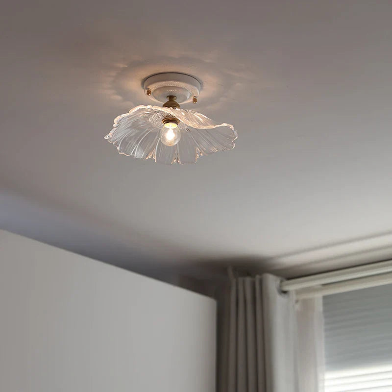 Axyaa Ceramic Canopy LED Ceiling Lamp Glass Copper Luminaria De Teto