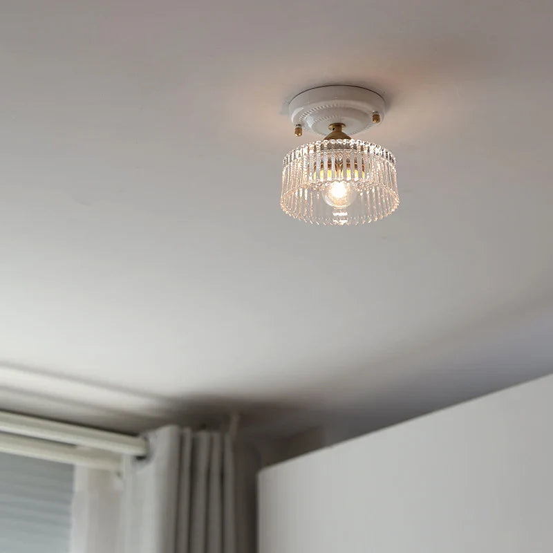 Axyaa Ceramic Canopy LED Ceiling Lamp Glass Copper Luminaria De Teto