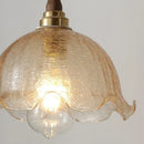 Axyaa Amber Glass LED Pendant Lamp for Home Decor, Living Room, Corridor - Copper Walnut Fixtures