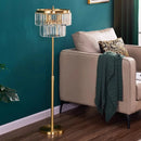 Axyaa Crystal LED Floor Lamp: Luxe Copper Lighting for Bedroom, Living, Dining Room