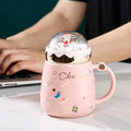 Axyaa Santa Claus Ceramic Coffee Mug with Snow Globe Lid - Christmas Gift