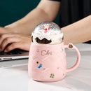 Axyaa Santa Claus Ceramic Coffee Mug with Snow Globe Lid - Christmas Gift