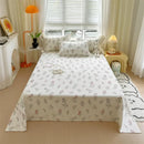 Axyaa Green Check Raw Cotton Double Bed Sheets Set Queen/King Flat Top Full Cover