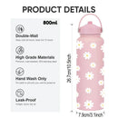 Axyaa Pink Daisy Insulated Stainless Steel Water Bottle
