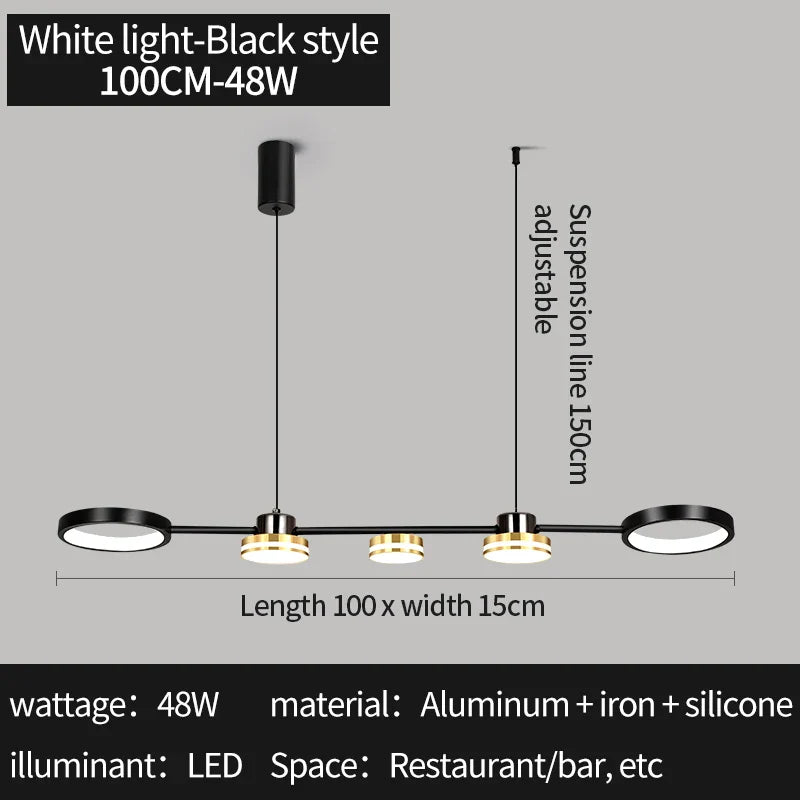 Axyaa Modern LED Linear Chandelier for Kitchen Island, Dining, Living Room & Office