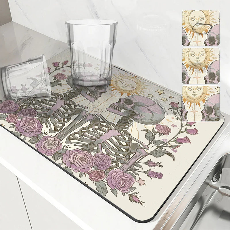 Axyaa Halloween Watercolor Draining Mat - Antiskid & Absorbent