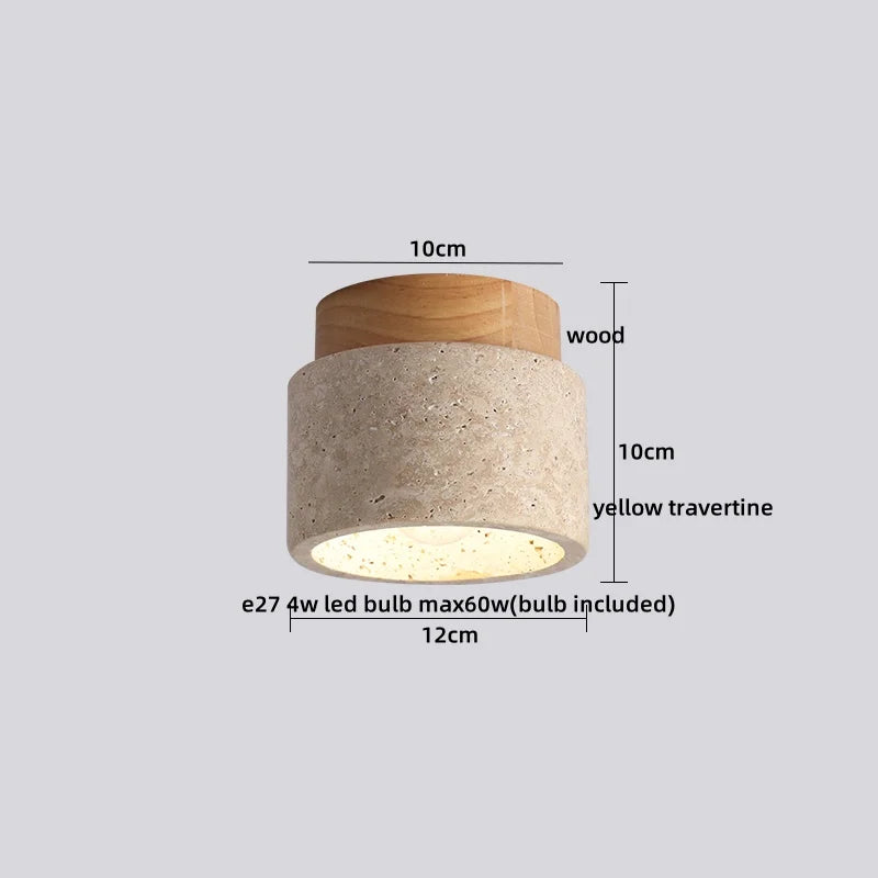 Axyaa Acryl Travertine LED Ceiling Light - Natural Stone Modern Ceiling Lamp
