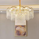 Axyaa Gold Crown Chandelier: Elegant Crystal Pendant Light for Home Decor