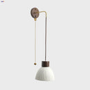 Axyaa White Ceramic LED Wall Lamp with Pull Chain Switch