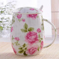 Axyaa Floral Rose Blossom Painting Bone  Minion Mug with Spoon & Lip