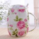 Axyaa Floral Rose Blossom Painting Bone  Minion Mug with Spoon & Lip