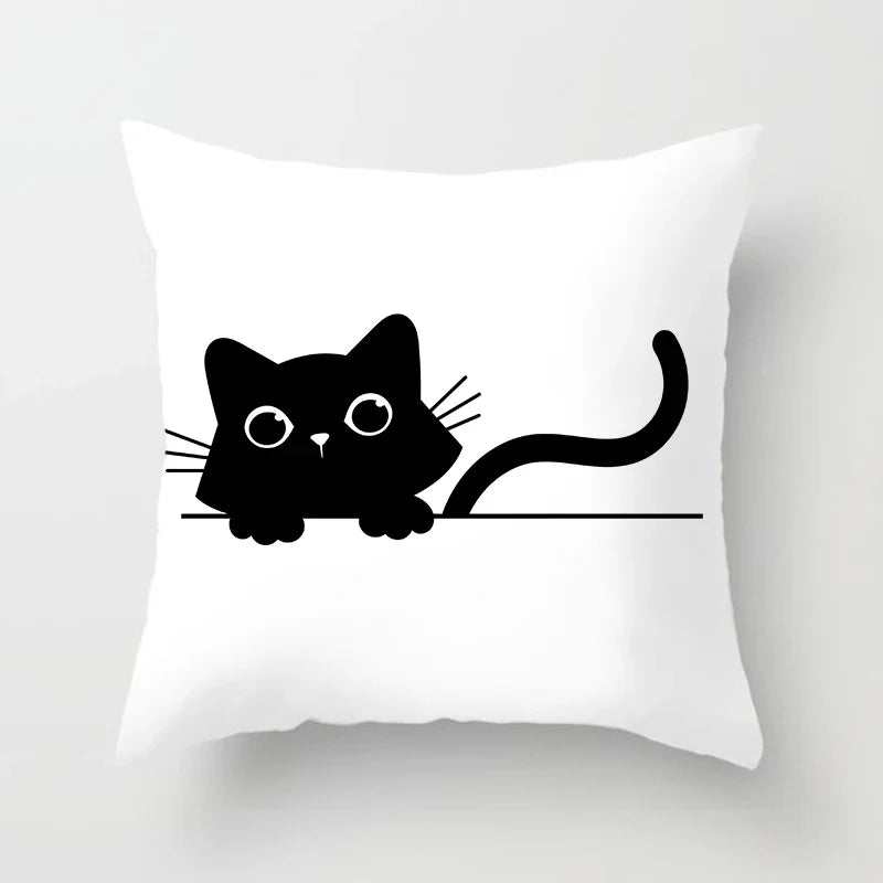 Skull Cat Black Pillowcase 45x45cm Home Decor for Sofa & Car - Axyaa