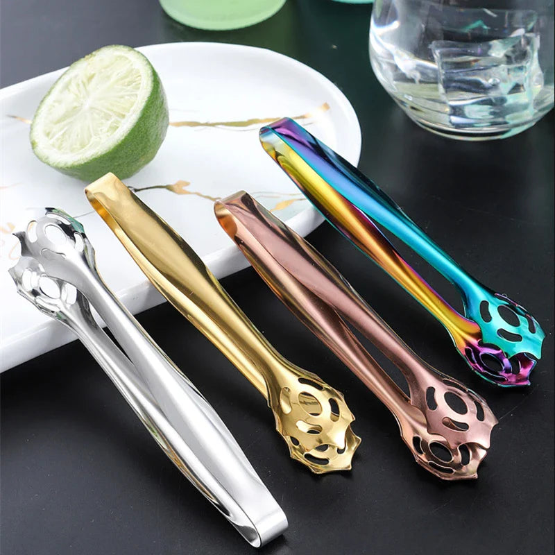 Axyaa Stainless Steel Ice Cube Coffee Sugar Tongs Barbecue Kitchen Utensils