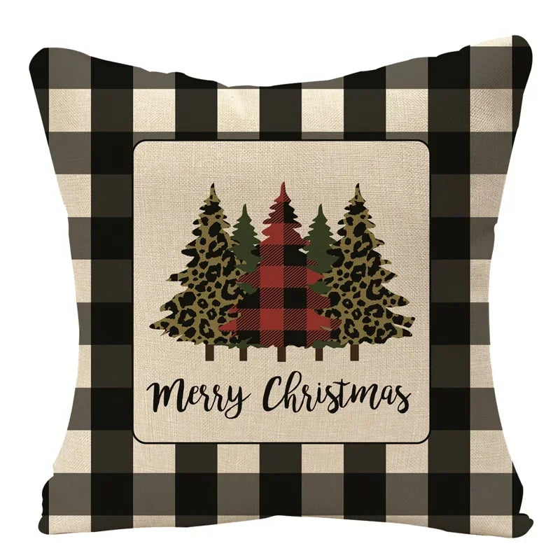 Axyaa Christmas Grid Linen Cushion Cover 45X45CM