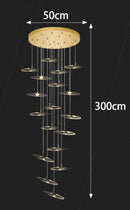 Axyaa Crystal Chandelier Stair Pendant Living Room Interior Lighting