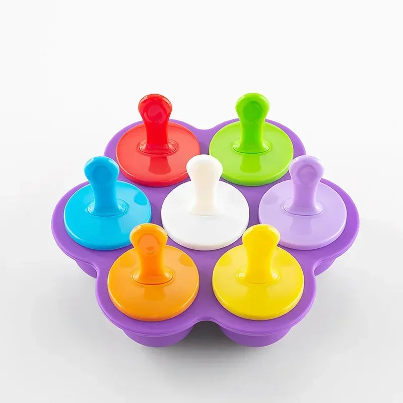 Axyaa 7-Hole Silicone Ice Cream Mold for Homemade Popsicles