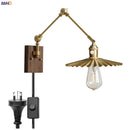 Axyaa Copper Arm LED Wall Sconce Pull Chain Switch Nordic Luminaria