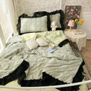 Axyaa Seersucker Chiffon Lace Summer Cool Quilt 3-Piece Set