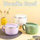 Axyaa Large Noodle Bowl with Lid, Handle - Food Grade, Microwave Safe