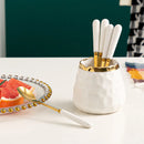 Axyaa Ceramic Storage Container Mini Utensil Set Nordic Style Gold Edge Smooth Texture