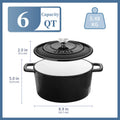 Axyaa 5L Cast Iron Dutch Oven with Stainless Steel Lid, 3 Color Options