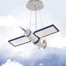 Nordic Space Satellite Astronaut Chandelier LED Pendant Light for Children's Room.
