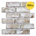 Axyaa 3D Brick Wall Stickers: 10Pcs Peel and Stick Adhesive Tiles, Waterproof Kitchen Decor