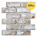 Axyaa 3D Brick Wall Stickers: 10Pcs Peel and Stick Adhesive Tiles, Waterproof Kitchen Decor