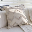 Axyaa Boho Cotton Tufted Tassel Throw Pillow Cover for Living Room Sofa