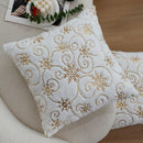 Axyaa Faux Rabbit Fur Snowflake Pillow Cover 45x45 - Sequin Embroidery Decor