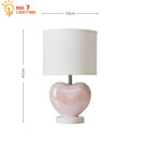 Axyaa Pink Ceramic Heart Shaped LED Table Lamp for Princess Room