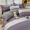 Axyaa Blue & White Grid 4-Piece Bed Sheet Set, Thickened Material