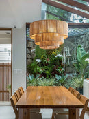 Axyaa Rattan Boho Retro Chandelier: Country Style Pendant Lamps for Home Decor