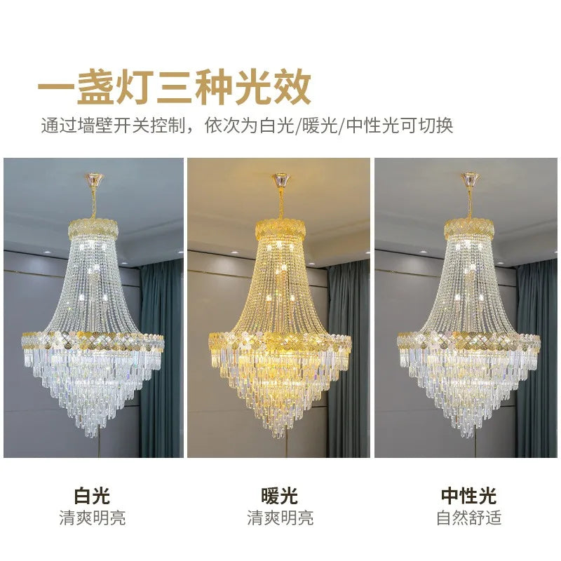 Axyaa Crystal Chandelier for Modern Luxury Living Room, Hotel Lobby, and Staircase