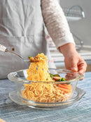 Axyaa 700ml Glass Bowl with Lid, Heat-Resistant Microwave Soup Bowl & Salad Plate