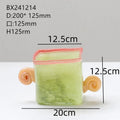 Axyaa Double Eared Square Glass Vase Candy Colored Flower Arrangement Vessel