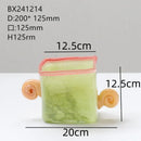 Axyaa Double Eared Square Glass Vase Candy Colored Flower Arrangement Vessel