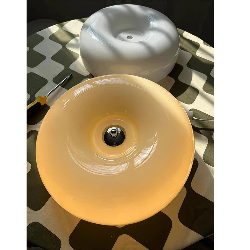 Axyaa Bauhaus Cream Ceiling Lamp: French Retro Nordic Glass Kitchen Light